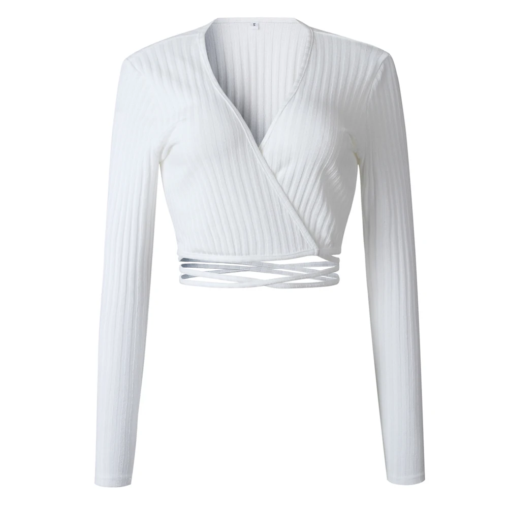 Women Fashion Sweater 2018 New Autumn Winter V-Neck Slim Tops Women Short Knitted Pullovers Long Sleeve Shirt Female Clothing Sweaters