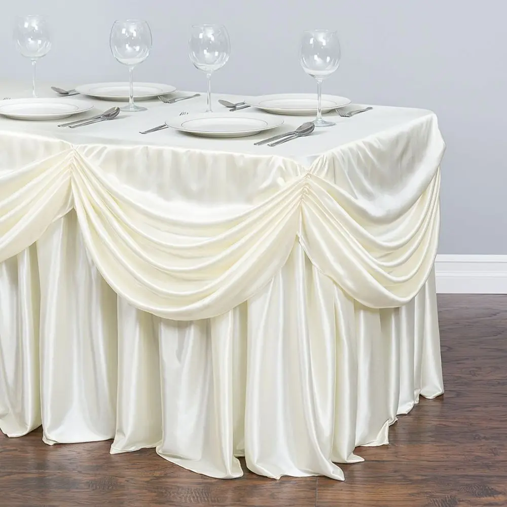 Белый; комплект люксовых туфель Юбка для стола с Swag для свадьбы Применение Свадебные Юбка для стола ing с драпировкой - Цвет: IVORY