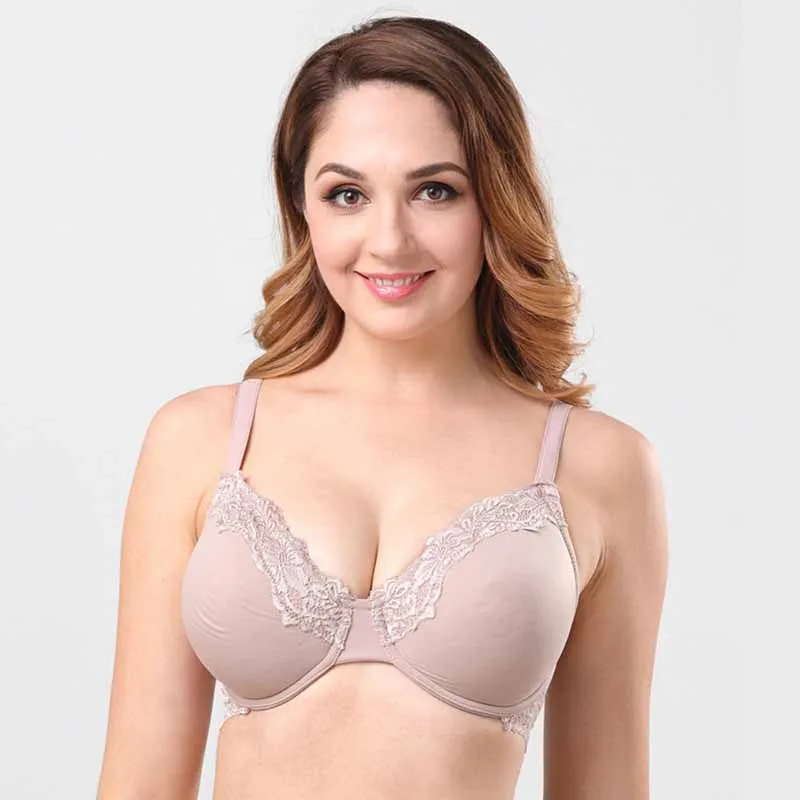 2018 Sexy Lace Female Bra Cotton Full Cup Underwire Back Closure Non