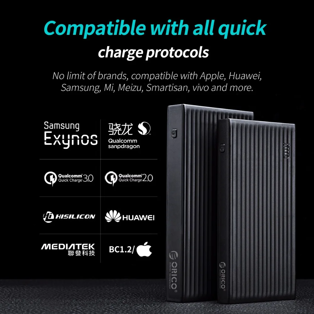 ORICO QC3.0 Power Bank 20000 mah BC1.2 Type-C Two-way Quick Charger 18W Max Output External Battery for Samsung Xiaomi Huawei ORICO QC3.0 Power Bank 20000 mah BC1.2 Type-C Two-way Quick Charger 18W Max Output External Battery for Samsung Xiaomi Huawei