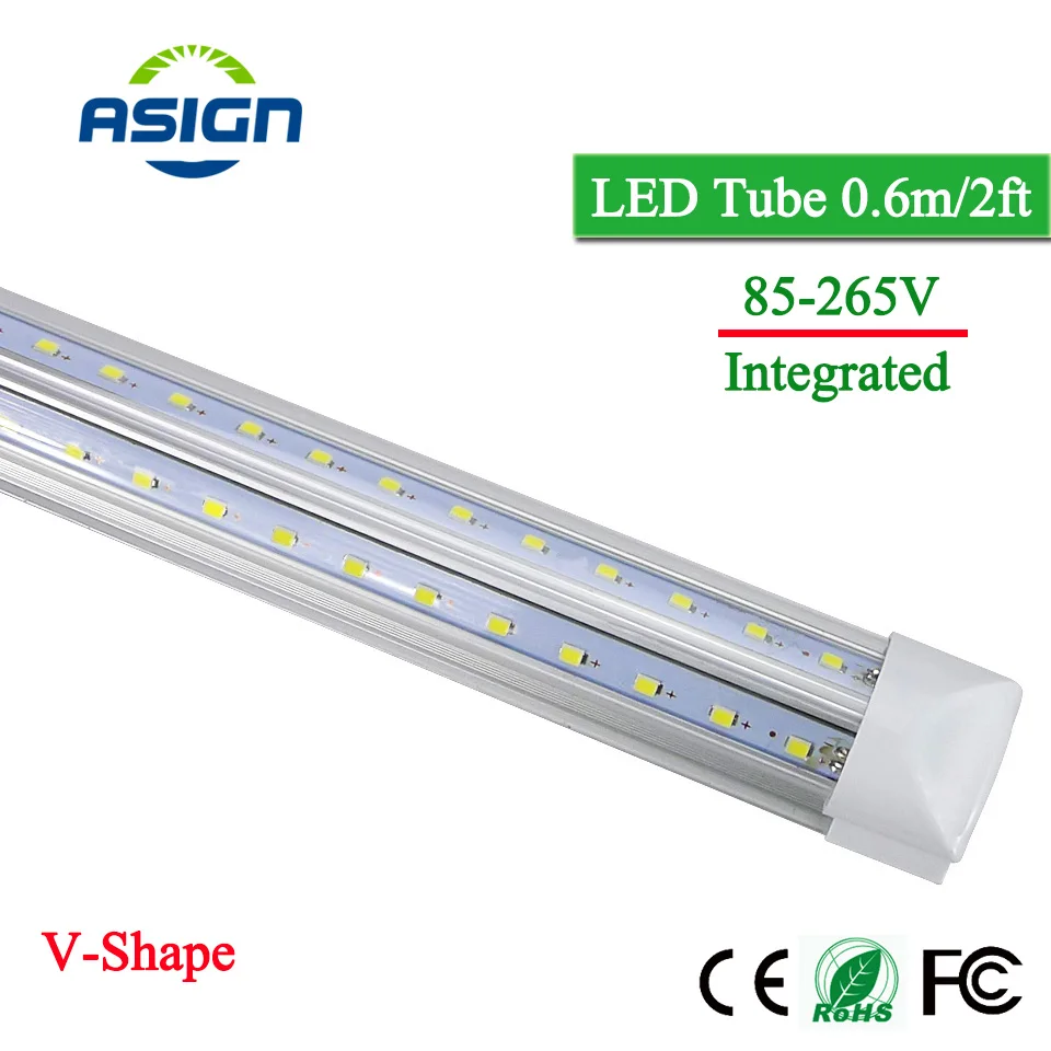 T8 светодиодные лампы V Integrated tube 60 см 20 Вт алюминиевые integred AC85V 265V smd2835 теплый белый