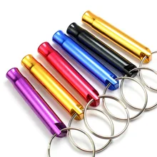 RE 100 PCS/lot Mini aluminum alloy whistle keyring keychain for outdoor emergency survival safety sport camping hunting W15 creeper outdoor sport emergency aluminum alloy whistle black