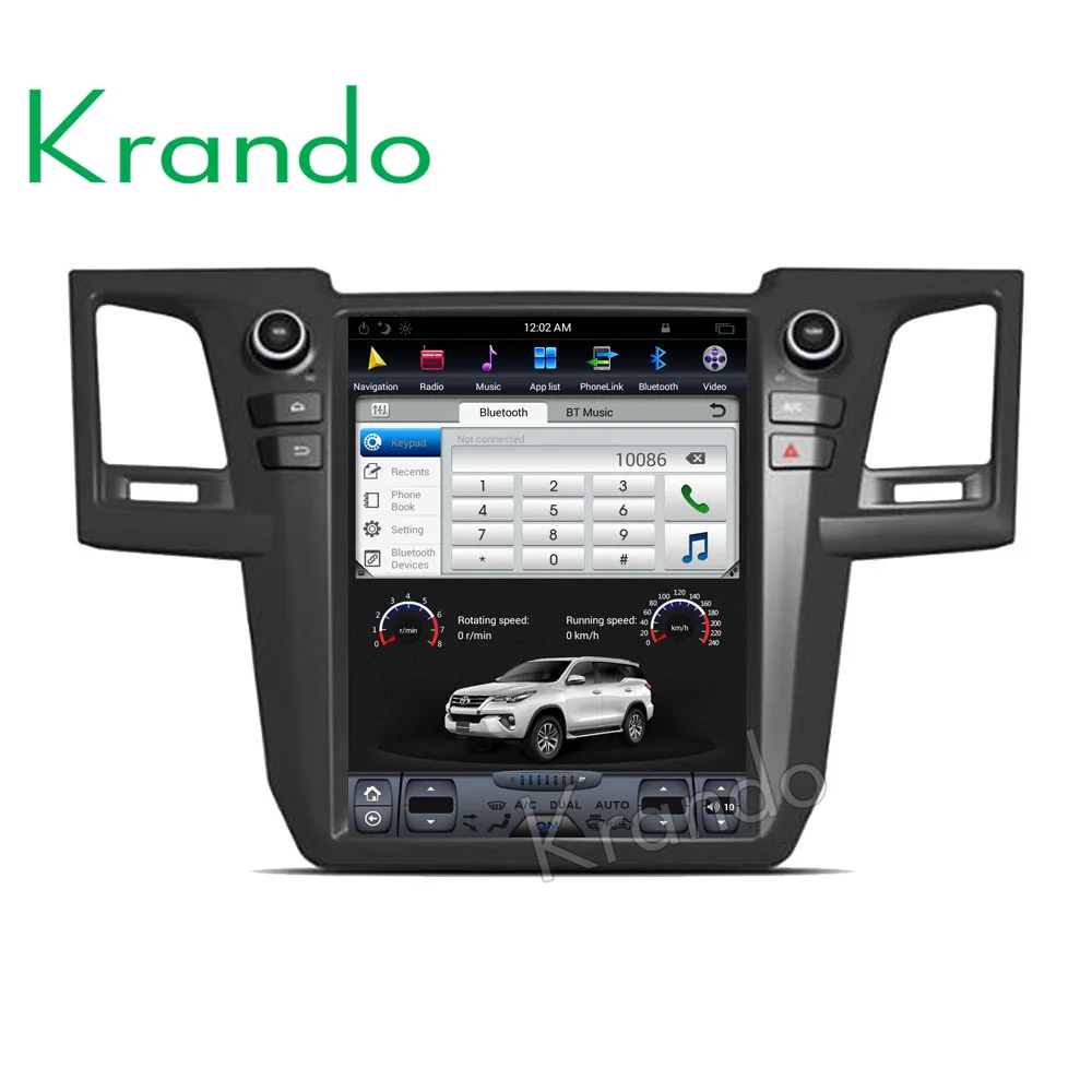 

Krando Android 8.1 12.1" Tesla Vertical screen car audio player for Toyota fortuner Revo 2012-2015 gps navigation