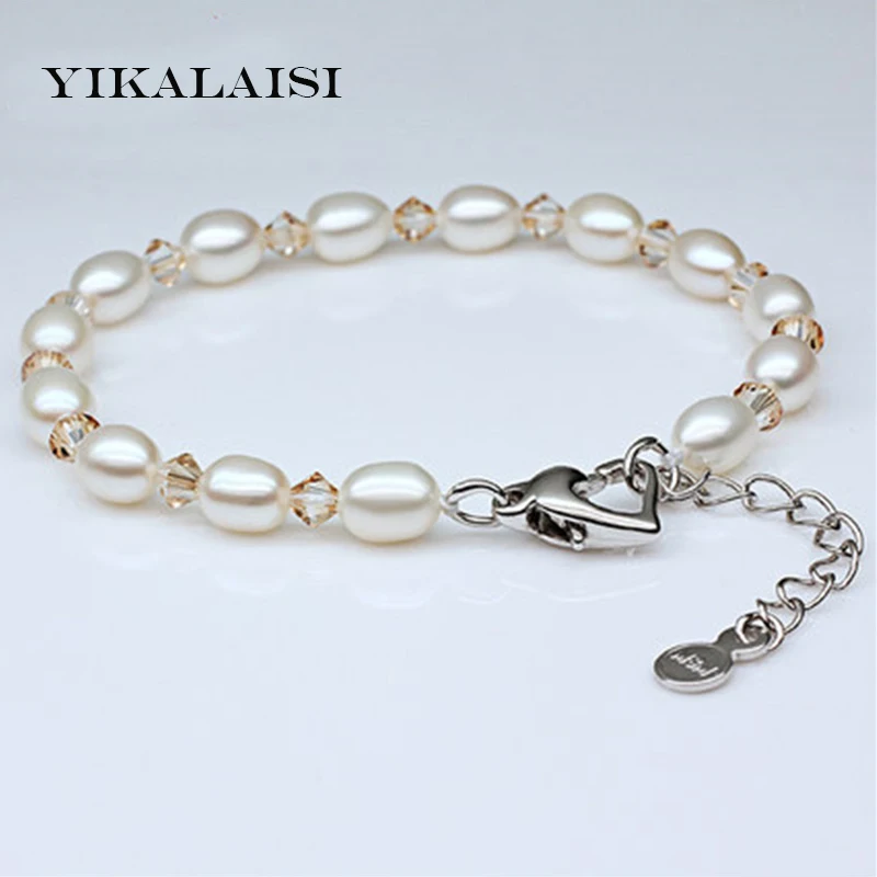 

YIKALAISI 2017 Charm Bracelet Pearl Jewelry Natural Freshwater Pearl Bracelet 925 Sterling Silver Jewelry Bracelet For Women