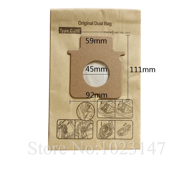 10 шт./лот, мешки для пылесоса, C-20E, пылезащитный бумажный пакет, сменный для Panasonic MC-E862 MC-E977 MC 7000 MC-CG 461 C7 MC series