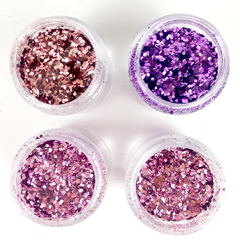 

4 COLORS GRADIENT GLITTER MIXED 0.2-1MM GLITTER POWDER SEQUINS SHINING DUST NAIL ART DECORATION UNICORN POWDER 10ML