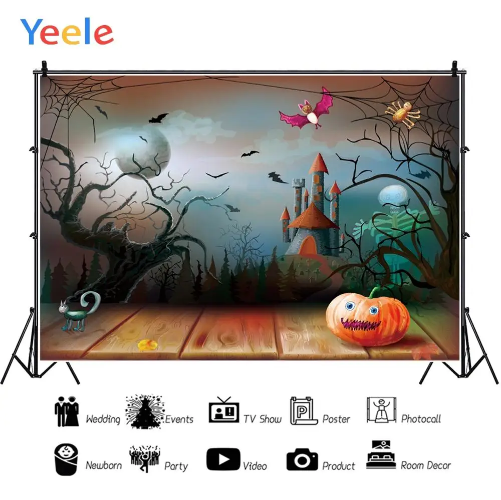 Yeele Хэллоуин ночь Скелет Тыква фонарь паук фотография фоны индивидуальные