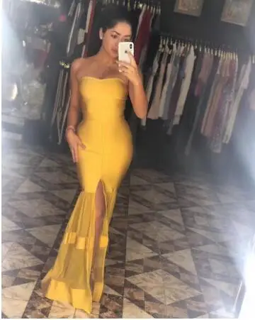yellow bodycon homecoming dress