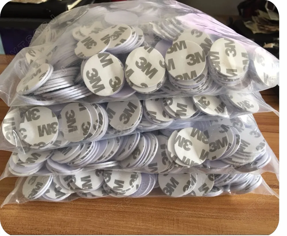 

200pcs TK4100(EM4100) RFID 125khz 3M Stickers round size coin tag 25mm Smart Tags Read-only Access Control Cards