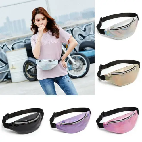 

Sequin Women Waist Bag Fanny Pack Running Zip Belt Money Pouch Holiday Bag