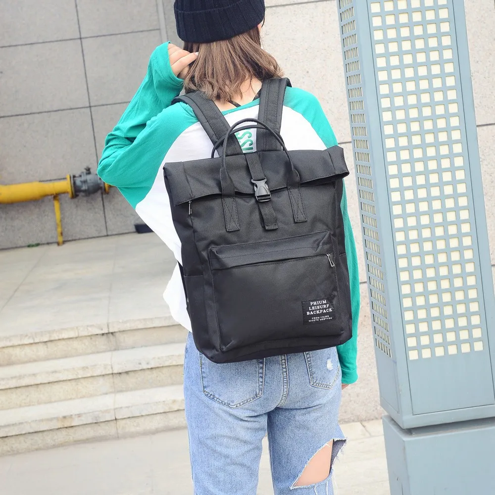 Mochila de moda para mujer de Color puro hombro de Nlyon bolso de escuela Mochila casual mochilas de gran calidad Mochila femenina