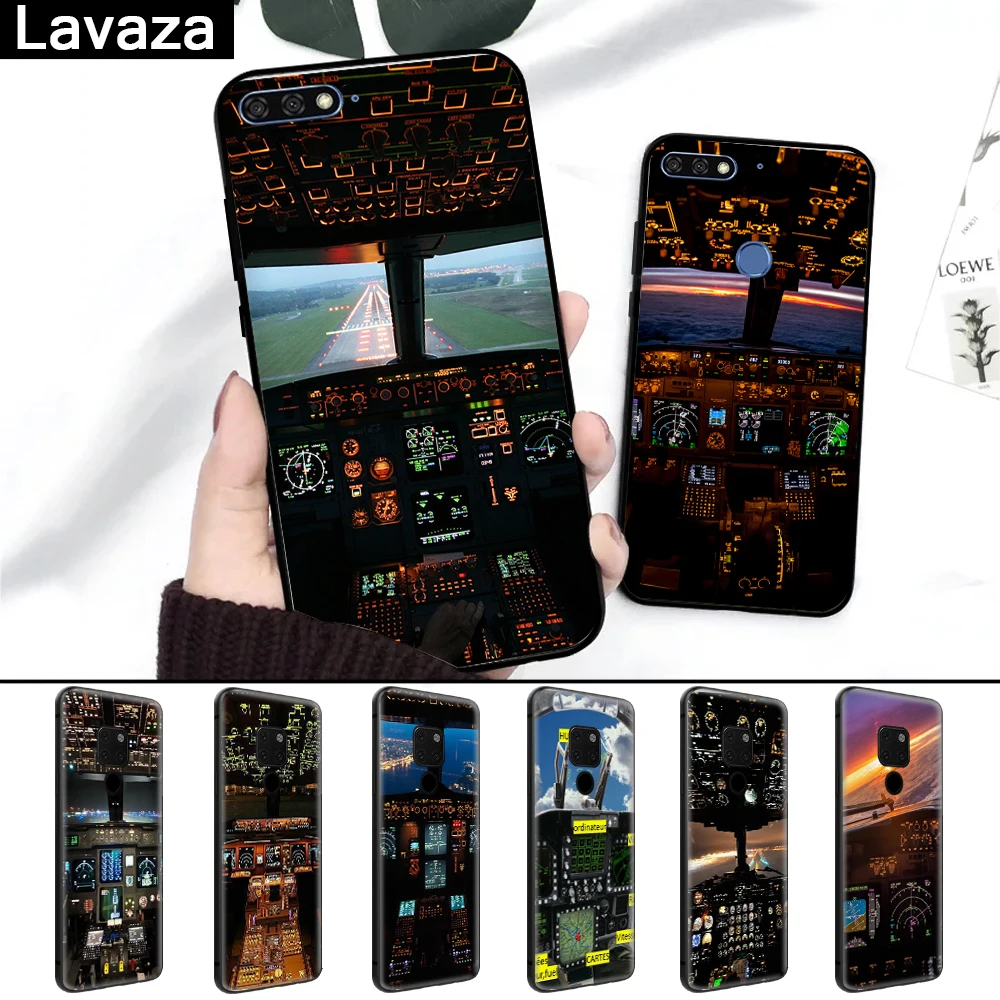 

Lavaza Aircraft Airplane Cockpit Fashionable Silicone Case for Huawei Mate 10 Pro 20 Lite Nova 3 3i Y6 Y5 Y9 Y7 2017 Prime 2018