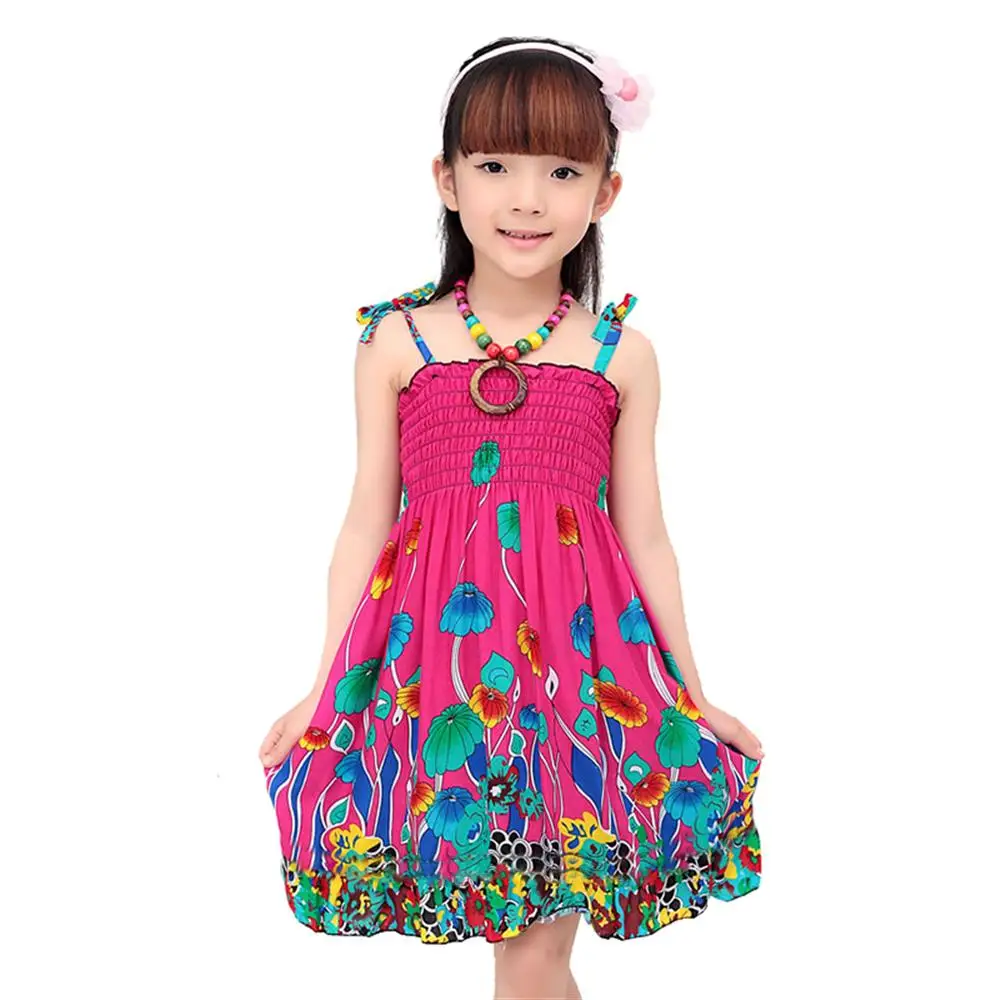 Girls Dress Summer Beach Bohemian Kid Dresses Shoulderless Sundress