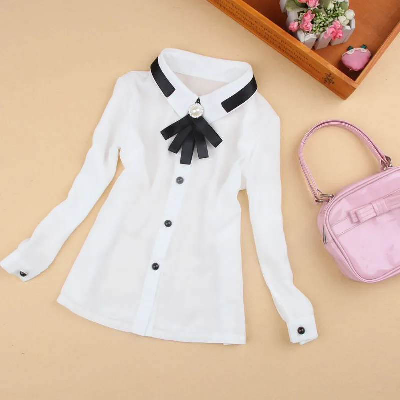

new 2019 Autumn child shirts for girls blouse children clothing kids clothes princess white school blouses girls clothes 2-16Y