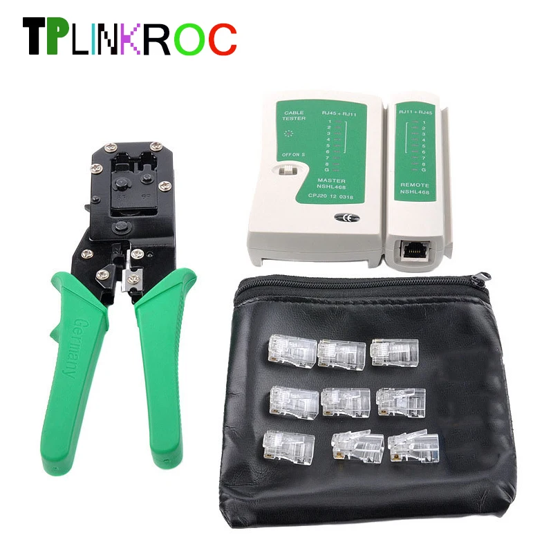

Portable 5Pcs Network Repair Tools RJ45 RJ11 Computer/Telephone Wire Crimping Pliers Network Cable Tester Tools 50 Crystal Head
