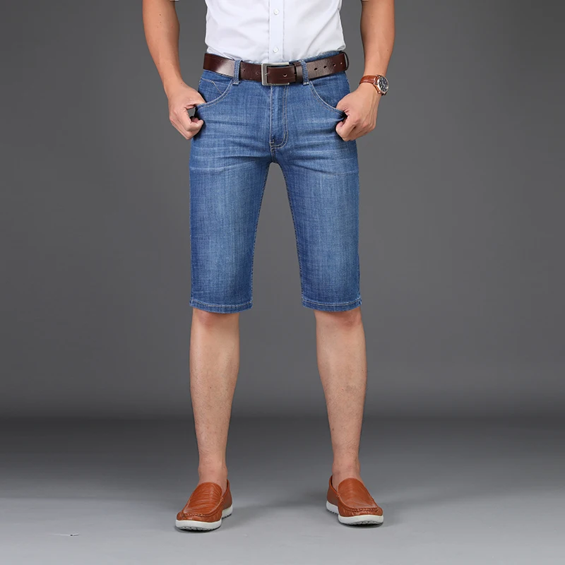 SULEE Brand Men Ripped Short Jeans Straight Cotton Shorts Jean Bermuda Male Denim Brand Clothing 