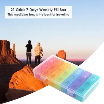 

21 Grids 7 Days Pill Case Portable Environment-friendly Non-toxic PP Raw Materials Weekly Medicine Storage Box Tablet Organizer