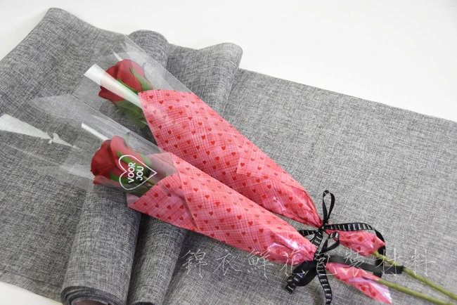 10Pcs 35*14Cm Cloth pattern caring handmade single bag rose double high-grade flowers packaging gifts | Дом и сад