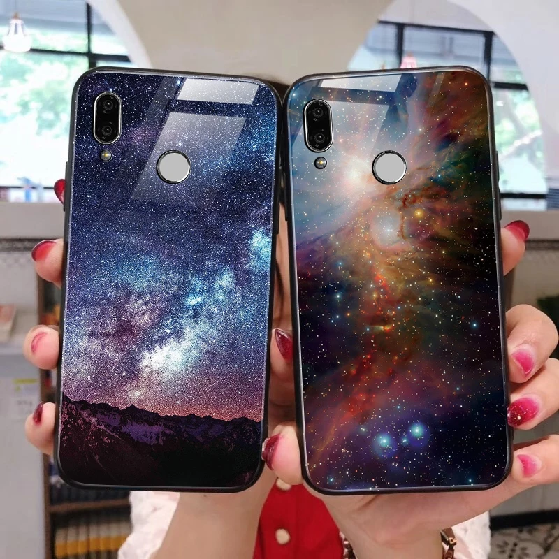 Hisomone Glass Silicone Case For Huawei P20 Lite P Smart Luxury Space Back Cover Case For Huawei Honor 9 Lite 10 Mate 20 Lite