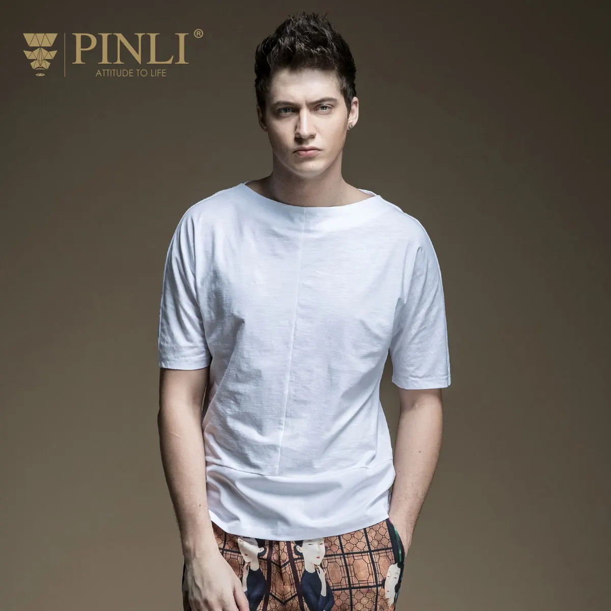 Pinli Time limited Fashion Patchwork No 2017 Summer New Male Stitching Collar Raglan Sleeve Short Sleeved