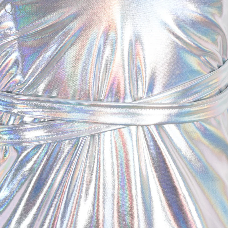 Qlychee Sexy Women Skinny Holographic Silver Bodysuit Vinyl Fabric Laser Color Bodysuit Jumpsuit 3D Rave Festival Clothes Qlychee Sexy Women Skinny Holographic Silver Bodysuit Vinyl Fabric Laser Color Bodysuit Jumpsuit 3D Rave Festival Clothes