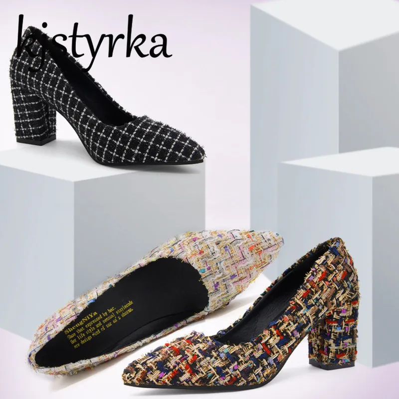 Kjstyrka/Новинка 2018 года сезон весна осень женские туфли лодочки на высоком