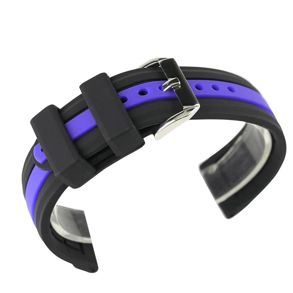 HQ Replacement Unisex Red Black Stripe Rubber Watch Band Women Soft Silicone Pin Buckle Men Watch Bands New With Tags Gift (27)