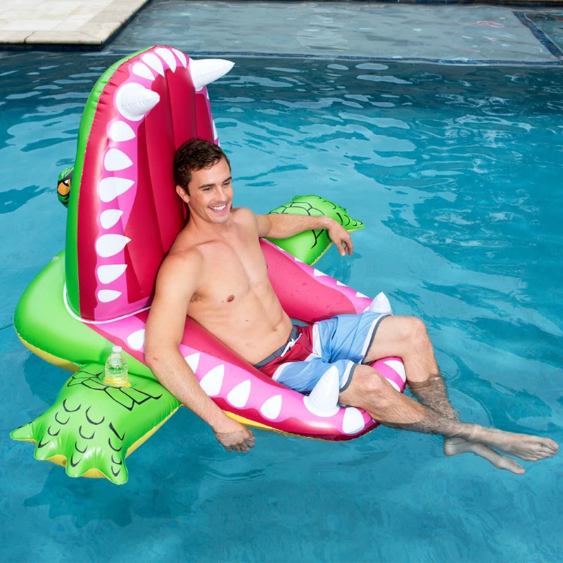 

2019 New Inflatable Crocodile Giant Pool Float Toys Kids Adult Ride-on Shark Inflatable Mattress Buoy Swimming Ring Lounge Chair