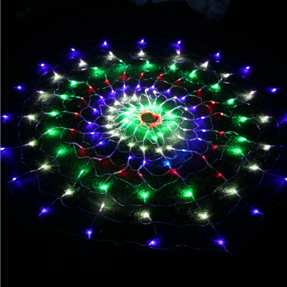 

YINGTOUMAN 1.5*1.5m 160LED Colorful Spider Web Led Fairy string Lights Festival Party Layout Hotel Chandelier Net Lights