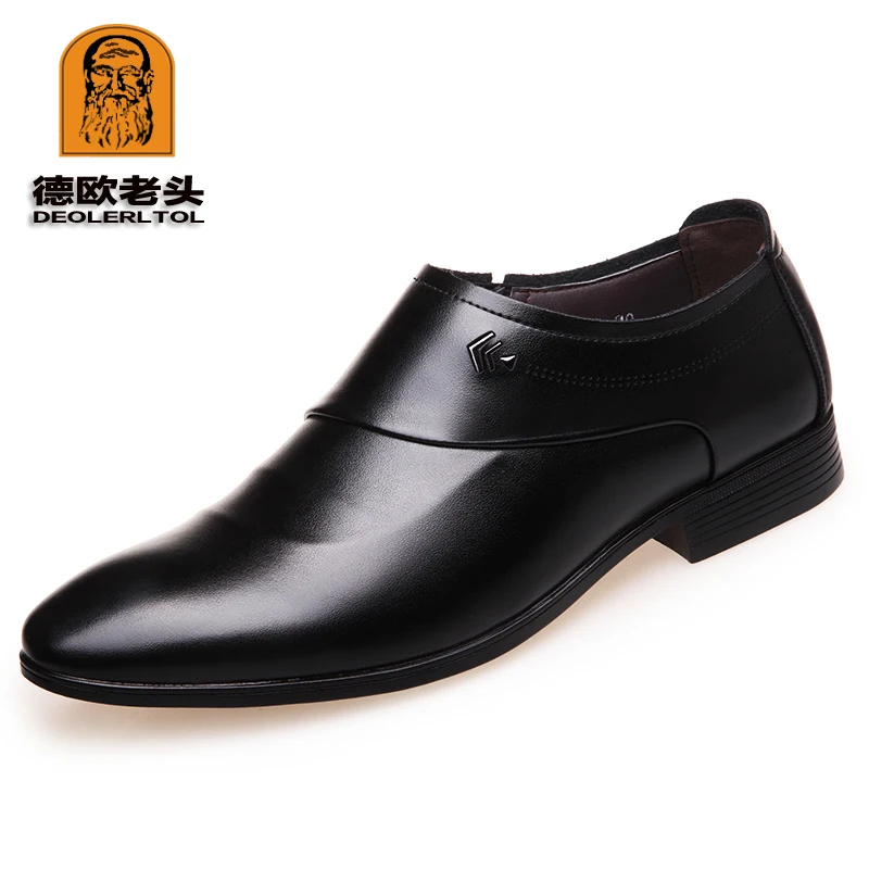

Newly Men's Quality Leather Shoes Zapatos de hombre Size 38-44 Black Leather Soft Man Dress Shoes