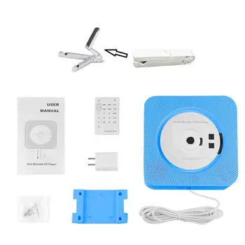 

Mountable CD Player Portable Bluetooth Music Player with Remote Control FM Radio Built-in HiFi Speakers USB MP3 r25