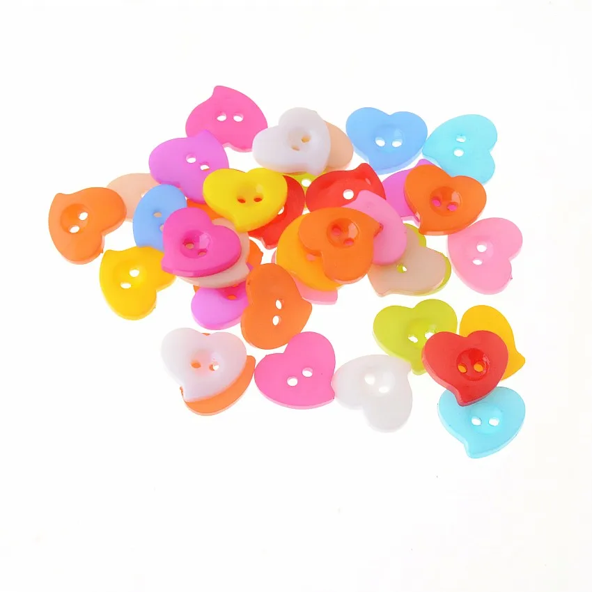 

Free Shipping 50Pcs plastic 2 Hole Buttons Mixed Heart Design Decoration Clothing Accessories Sewing Buttons 15x14mm