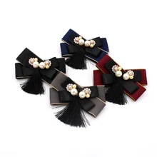 Элегантный унисекс воротник рубашка галстук-бабочка новые стразы жемчужные бусы Броши Свадебный Рождественский галстук школьные галстуки-бабочки аксессуары