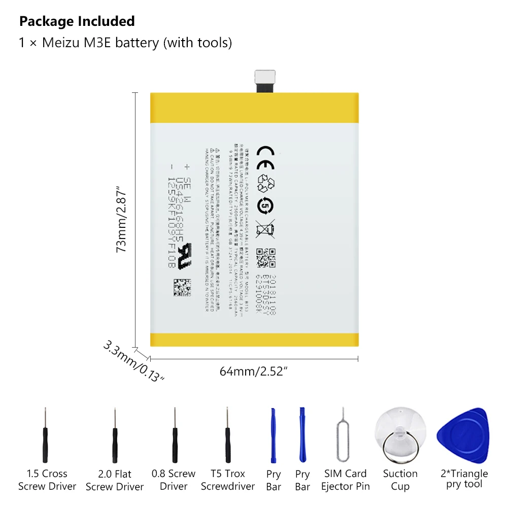 3100 мАч перезаряжаемый аккумулятор BA02 литий-ионный аккумулятор батареи для мобильных телефонов+ инструменты для фиксации телефонов для Meizu M3E A680Q A680M Meilan E