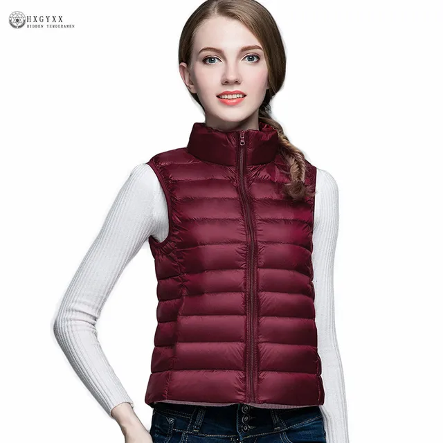 2018 Sleeveless Women Down Jackets Winter Ultralight 90% White Duck Down Vest Coat Slim Parkas Windproof Warm Waistcoat OK389 1