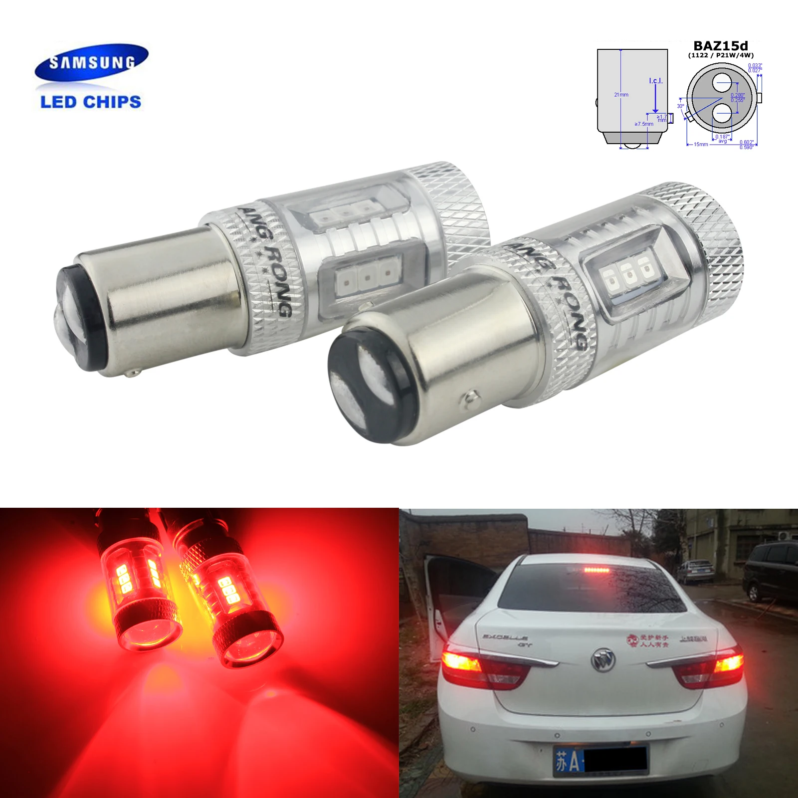 ANGRONG 2x566 P21/4W 1122 BAZ15d лампы 15W светодиодсветодиодный боковые стоп-светильник лы