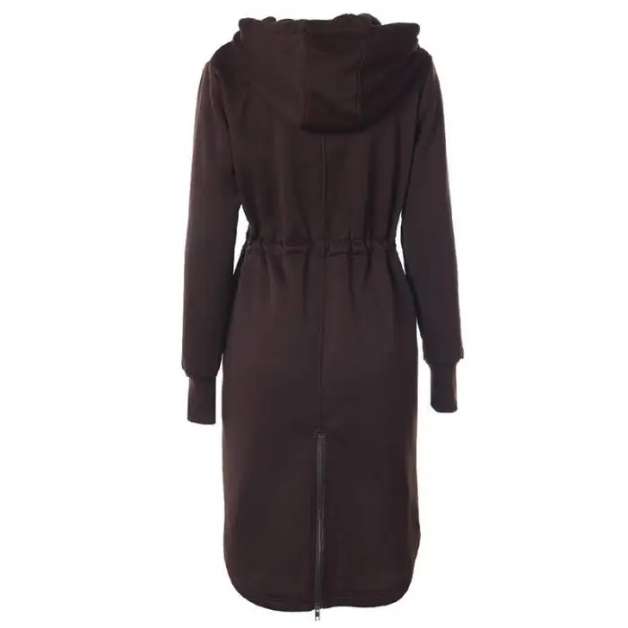 Женское осенне-зимнее пальто, Повседневная Длинная куртка на молнии с капюшоном, толстовки, верхняя одежда TT@ 88