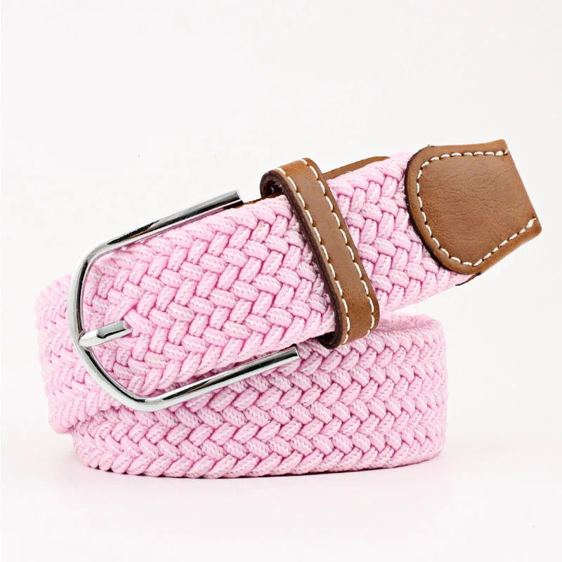 

Braided Belt Woman Woven Weave Brand Canvas Weaving Pink Black Yellow Blue Brown Purple White Red Green Gray Woman's Belt Jeans