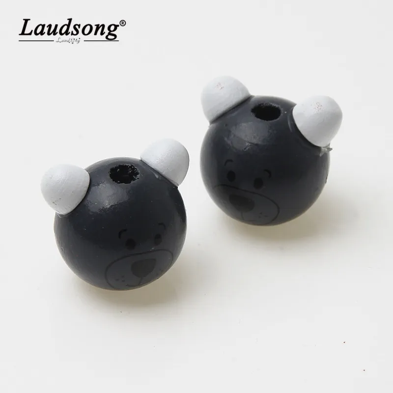 

5PCS Handmade Dark Gray 3D Natural Loose Bear Head Wood Beads For Jewelry Making Necklace Spacer Accessories DIY