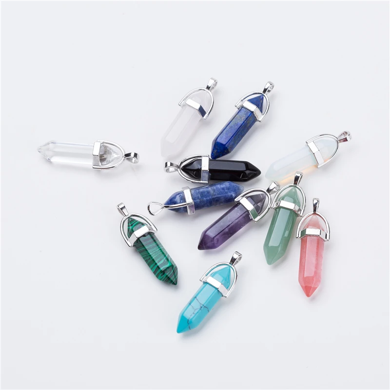 

10pcs/lot Fashion Bullet Sharp Natural Stone Pendant Crystal Women Pendant Quartz