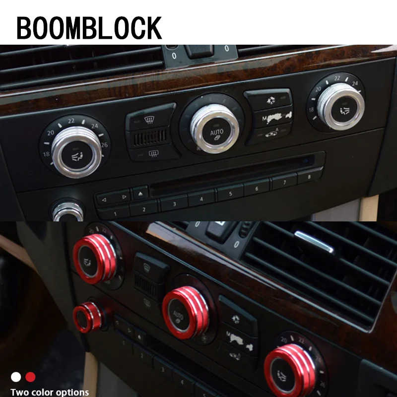 

Aluminum Alloy Air Conditioner CD Panel Volume Control Knob Frame Covers Stickers For BMW 5 Series BMW E60 E61 Accessories