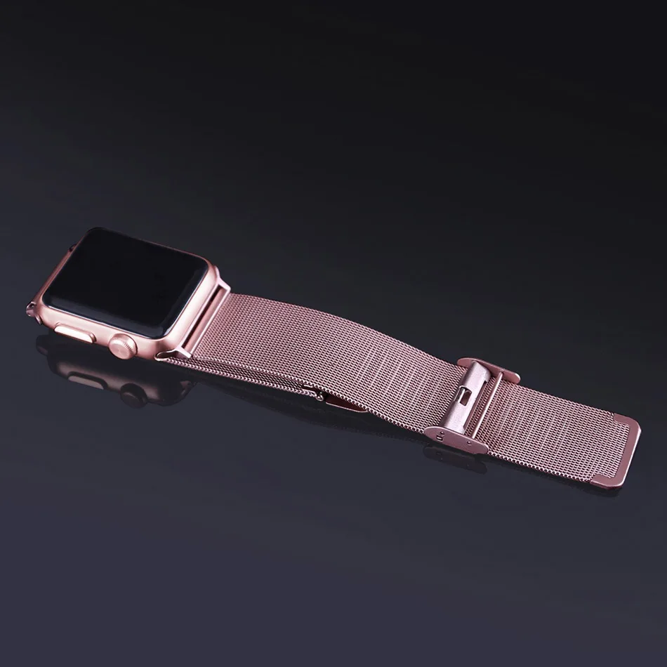 

FOHUAS milanese loop Stainless Steel Bracelet Strap Replacement Band for Apple Watch Series 3 42mm strap buckle with connector