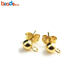 

Beadsnice Gold Filled Earring 4mm Ball Post with Open Ring Ear Nut Backing Included 26026