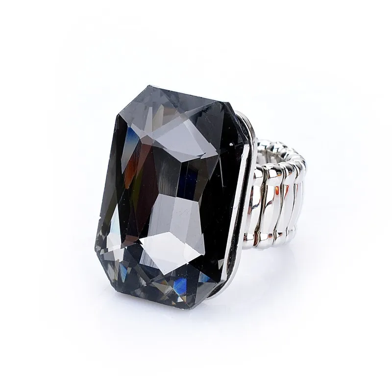 Finger Ring Adjustable Rings 7 Colors Big For Women Big Resin Stone Fashion Elastic Stretch Christmas Jewelry