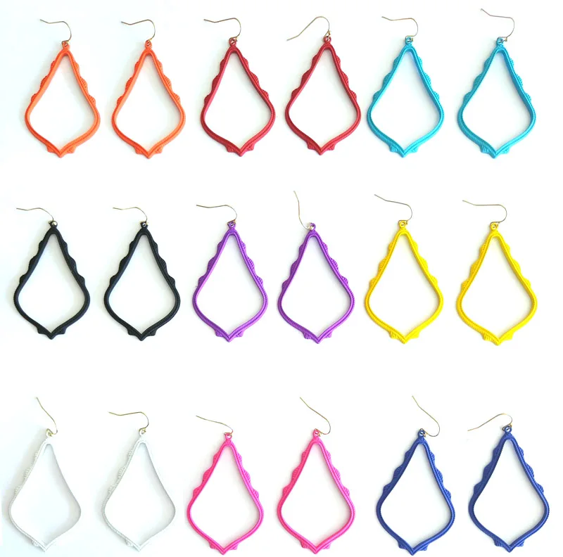 

Multi Color Lacquered Drop Earrings Painted Big Water Dangle Earrings For Women Matte Fram Earrings Fashion Jewelry