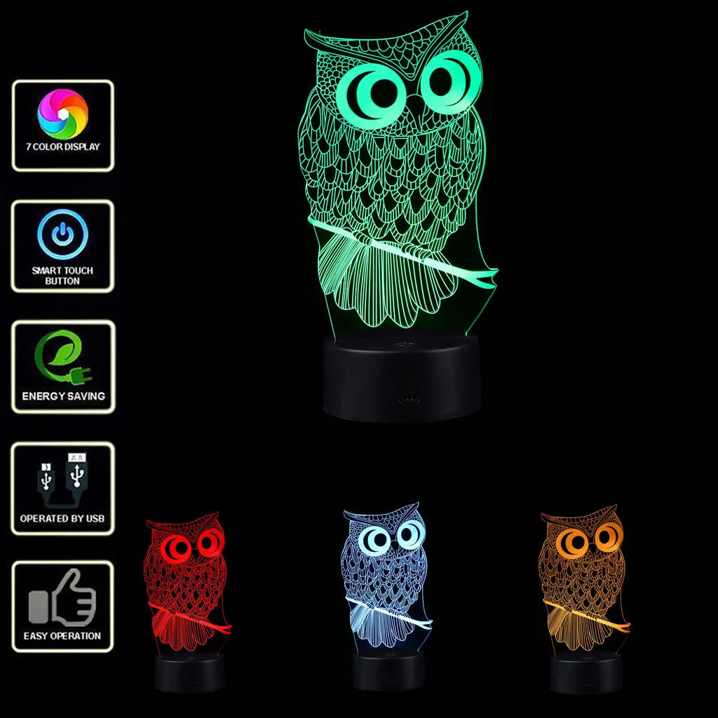 USB 3D Illuminated LED Colorful Night Light Optical Illusion Desk Lamp Kids GIft