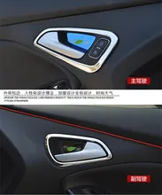 Para Ford Focus 3 2015 2016 2017 aço Inoxidável portas interiores mão-clasping decoração anel 4 pçs/set, auto acessórios