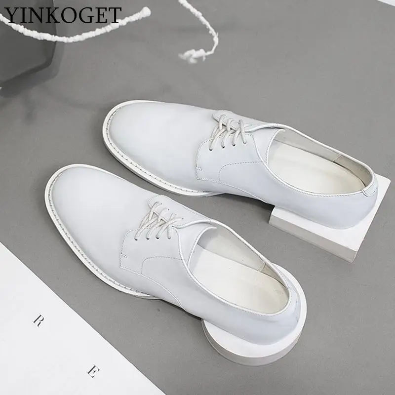 

YINKOGET hot sale genuine leather low-heeled women shoes high quality party women shoes soft surface women shoes size:34-40