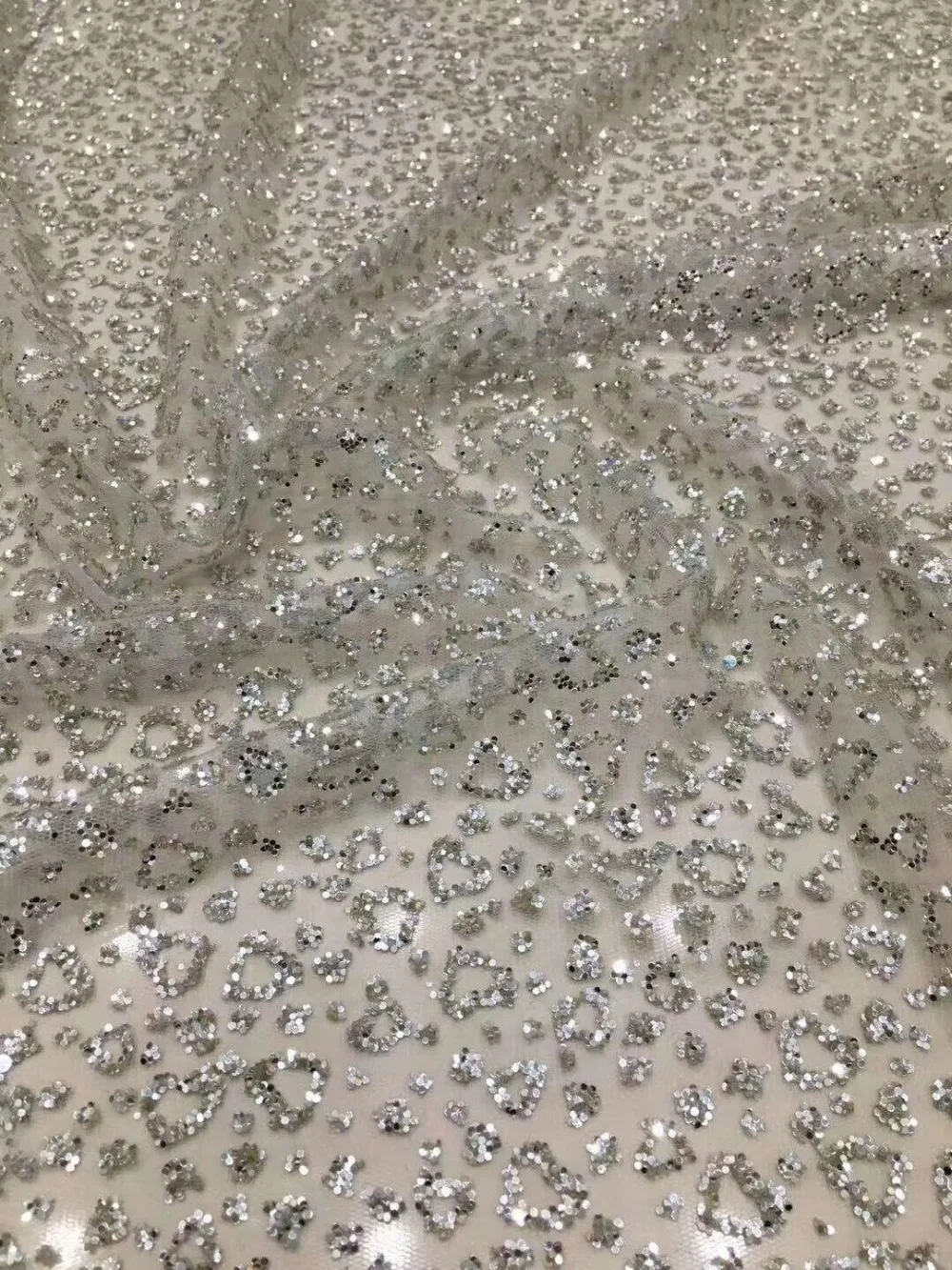 

shining glued glitter african tulle mesh fabric ZH-1627 for wedding dress/evening dress