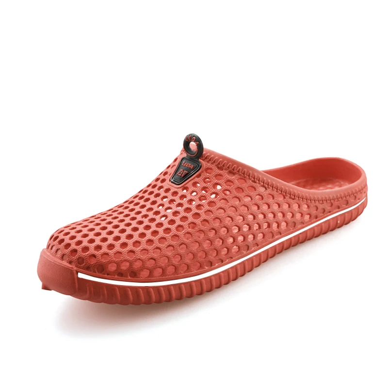 Kakaforsa/летние мужские сандалии; дышащие Шлепанцы из сетчатого материала; модные уличные пляжные сандалии; Вьетнамки; пляжные шлепанцы - Цвет: Light orange